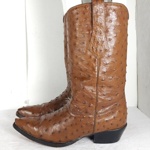 Lone Star Women’s US7B Brown Leather Full Quill Full Ostrish Western Boots - Picture 2 of 16